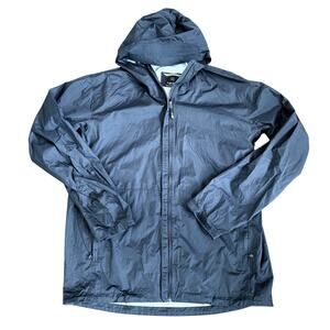 MEC Hooded Rain Jacket Mens XL Tall Black Pertex Shield Full Zip Windbreaker